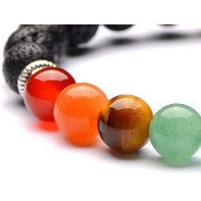 Senidea 2 Pezzi 7 Braccialetto Chakra per Donna Uomo, Bracciale Lava Beads, Bracciali Yoga Pietre Naturali Energetiche,