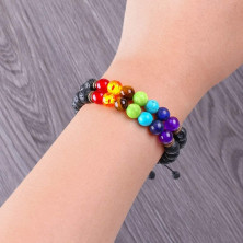 Senidea 2 Pezzi 7 Braccialetto Chakra per Donna Uomo, Bracciale Lava Beads, Bracciali Yoga Pietre Naturali Energetiche,