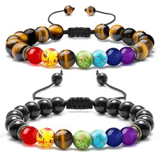 Senidea 2 Pezzi 7 Braccialetto Chakra per Donna Uomo, Bracciale Lava Beads, Bracciali Yoga Pietre Naturali Energetiche,