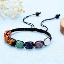 Senidea 2 Pezzi 7 Braccialetto Chakra per Donna Uomo, Bracciale Lava Beads, Bracciali Yoga Pietre Naturali Energetiche,