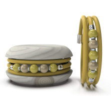 Macaron TOOLATE Bracciale Donna Caucciù con Perle Colorate e Strass, Made in Italy