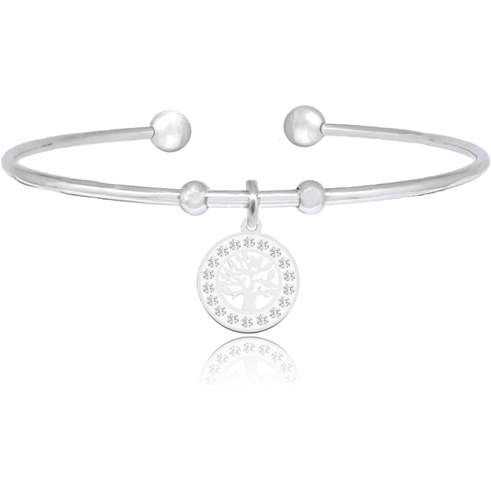 SAGA GIOIELLI® Bracciale Donna Albero Della Vita, Stella, Luna Cristalli, Portafortuna