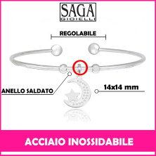 SAGA GIOIELLI® Bracciale Donna Albero Della Vita, Stella, Luna Cristalli, Portafortuna