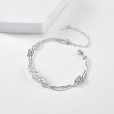 VGWON 925 sterling Bracciali in argento con perline con ciondoli a strati per donne e ragazze, regalo per moglie e figlia,