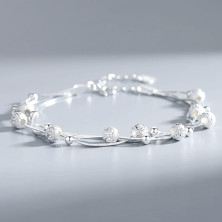 VGWON 925 sterling Bracciali in argento con perline con ciondoli a strati per donne e ragazze, regalo per moglie e figlia,