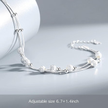 VGWON 925 sterling Bracciali in argento con perline con ciondoli a strati per donne e ragazze, regalo per moglie e figlia,