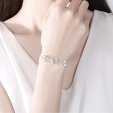 VGWON 925 sterling Bracciali in argento con perline con ciondoli a strati per donne e ragazze, regalo per moglie e figlia,