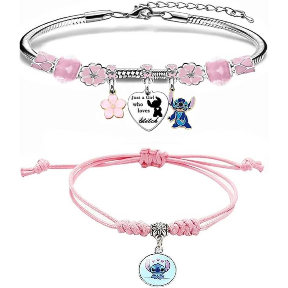 2pcs Lilo Stitch Bracciale simyron Lilo Stitch Bracciale,Braccialetto a punto Lilo e Stitch regalo per donne ragazze Ohana