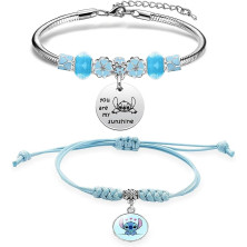 2pcs Lilo Stitch Bracciale simyron Lilo Stitch Bracciale,Braccialetto a punto Lilo e Stitch regalo per donne ragazze Ohana