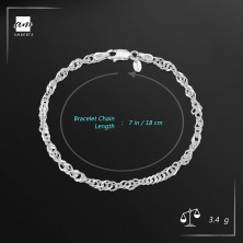 Amberta Bracciale da Donna in Argento Sterling 925 Lunghezza 18 cm