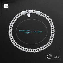 Amberta Bracciale da Donna in Argento Sterling 925 Lunghezza 18 cm