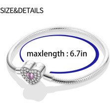 Pandach Braccialetto da Donna con chiusura a cuore Argento Sterling 925 meraviglioso gioielli in argento, elegante idea regalo