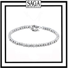 SAGA GIOIELLI® BRACCIALE SFERE ARGENTATE ACCIAIO 4 MM