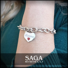 SAGA GIOIELLI® Bracciale Donna Catena Acciaio Cuore Festa Della Mamma