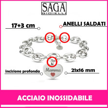 SAGA GIOIELLI® Bracciale Donna Catena Acciaio Cuore Festa Della Mamma