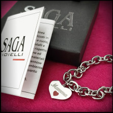 SAGA GIOIELLI® Bracciale Donna Catena Acciaio Cuore Festa Della Mamma