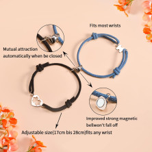 CheersLife Coppia di bracciali con ciondoli a Forma di Cuore,per Coppie,Idea Regalo per Natale,San Valentino,Regalo per Lui Lei