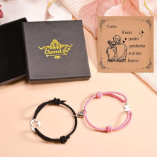 CheersLife Coppia di bracciali con ciondoli a Forma di Cuore,per Coppie,Idea Regalo per Natale,San Valentino,Regalo per Lui Lei