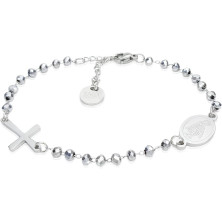 SAGA GIOIELLI® Bracciale Rosario Cristalli Argentati Acciaio Unisex