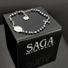 SAGA GIOIELLI® Bracciale Rosario Cristalli Argentati Acciaio Unisex