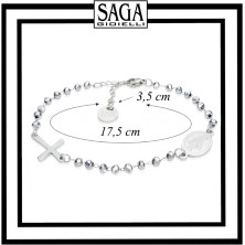 SAGA GIOIELLI® Bracciale Rosario Cristalli Argentati Acciaio Unisex