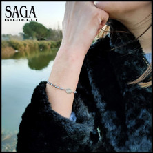 SAGA GIOIELLI® Bracciale Rosario Cristalli Argentati Acciaio Unisex