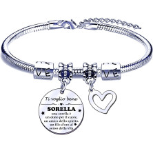 FGHJK Regali Natale Sorella Regalo Sorella Braccialetti Donna Braccialetto Bracciale Sorella Bracciale Acciaio inossidabile