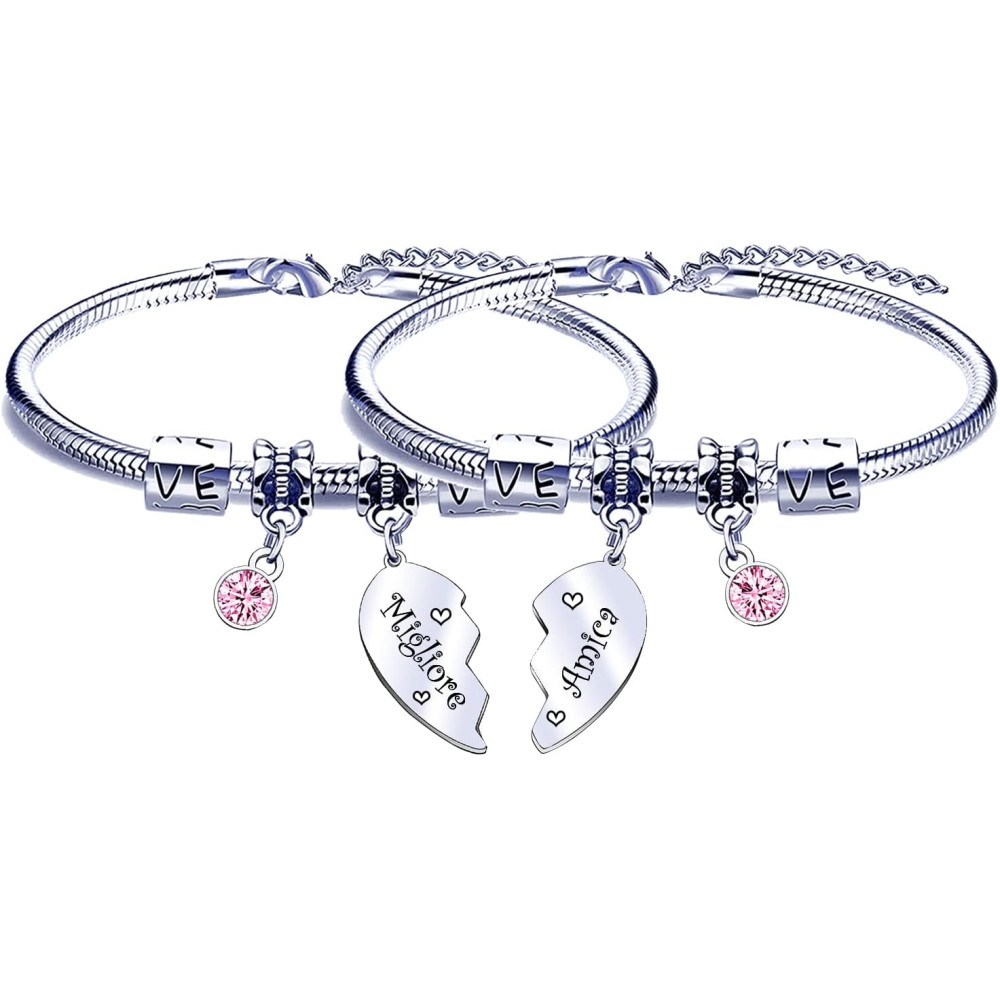 POIUYTRE 2 Braccialetti Con Ciondoli, Regolabili, Regalo dell'amicizia Natale, Compleanno, Migliore Amica, per Donne e Ragazze