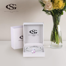 GEORGE · SMITH Bracciale Infinity Regolabile per Figlia Bracciale Cuore Donna, Bracciale Placcato Argento con Cristallo Rosa Blu