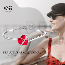 GEORGE · SMITH Bracciale Infinity Regolabile per Figlia Bracciale Cuore Donna, Bracciale Placcato Argento con Cristallo Rosa Blu