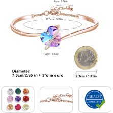 GEORGE · SMITH Bracciale Infinity Regolabile per Figlia Bracciale Cuore Donna, Bracciale Placcato Argento con Cristallo Rosa Blu