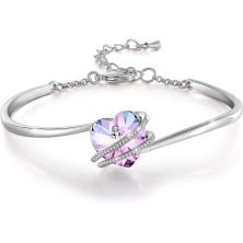 GEORGE · SMITH Bracciale Infinity Regolabile per Figlia Bracciale Cuore Donna, Bracciale Placcato Argento con Cristallo Rosa Blu