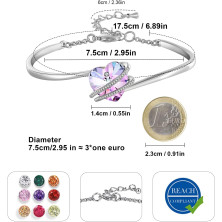 GEORGE · SMITH Bracciale Infinity Regolabile per Figlia Bracciale Cuore Donna, Bracciale Placcato Argento con Cristallo Rosa Blu