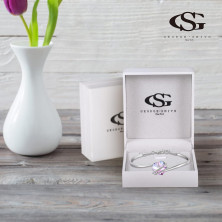 GEORGE · SMITH Bracciale Infinity Regolabile per Figlia Bracciale Cuore Donna, Bracciale Placcato Argento con Cristallo Rosa Blu