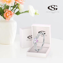 GEORGE · SMITH Bracciale Infinity Regolabile per Figlia Bracciale Cuore Donna, Bracciale Placcato Argento con Cristallo Rosa Blu