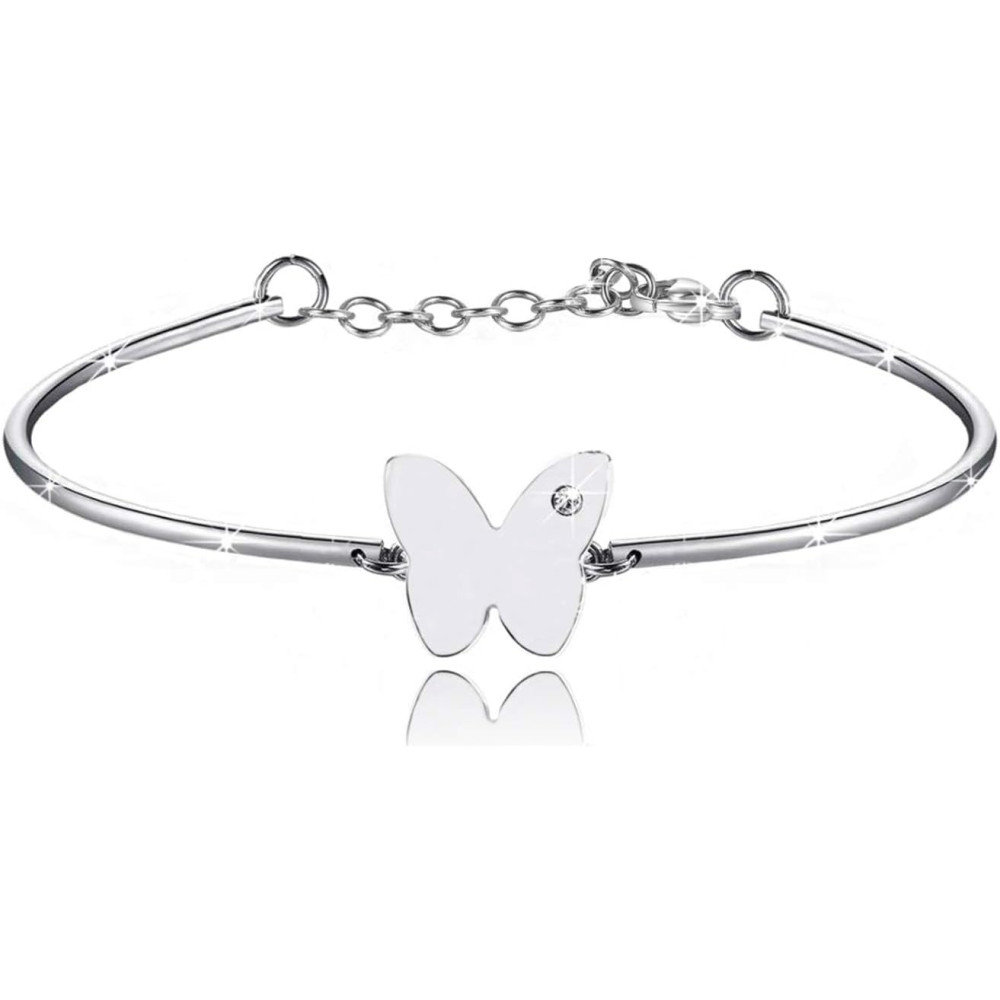 SAGA GIOIELLI® BRACCIALE DONNA ACCIAIO FARFALLA CUORE STELLA