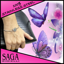 SAGA GIOIELLI® BRACCIALE DONNA ACCIAIO FARFALLA CUORE STELLA