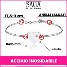 SAGA GIOIELLI® BRACCIALE DONNA ACCIAIO FARFALLA CUORE STELLA