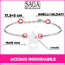 SAGA GIOIELLI® BRACCIALE DONNA ACCIAIO FARFALLA CUORE STELLA