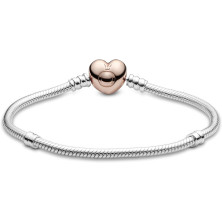 Pandora 580719, braccialetto da donna con chiusura a forma di cuore, di colore rosa