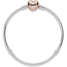 Pandora 580719, braccialetto da donna con chiusura a forma di cuore, di colore rosa