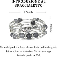 FULU AUTUMN Avvolgere il Braccialetto a Strati D'argento con Perline Bracciali Rigidi Impilabili Bohémien Gioielli Regali per La