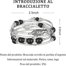 FULU AUTUMN Avvolgere il Braccialetto a Strati D'argento con Perline Bracciali Rigidi Impilabili Bohémien Gioielli Regali per La