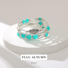 FULU AUTUMN Avvolgere il Braccialetto a Strati D'argento con Perline Bracciali Rigidi Impilabili Bohémien Gioielli Regali per La