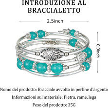 FULU AUTUMN Avvolgere il Braccialetto a Strati D'argento con Perline Bracciali Rigidi Impilabili Bohémien Gioielli Regali per La