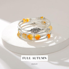 FULU AUTUMN Avvolgere il Braccialetto a Strati D'argento con Perline Bracciali Rigidi Impilabili Bohémien Gioielli Regali per La