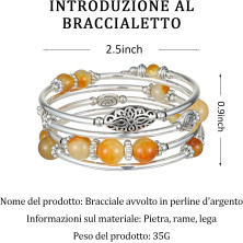 FULU AUTUMN Avvolgere il Braccialetto a Strati D'argento con Perline Bracciali Rigidi Impilabili Bohémien Gioielli Regali per La