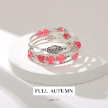 FULU AUTUMN Avvolgere il Braccialetto a Strati D'argento con Perline Bracciali Rigidi Impilabili Bohémien Gioielli Regali per La