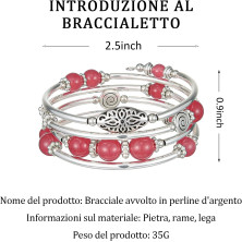 FULU AUTUMN Avvolgere il Braccialetto a Strati D'argento con Perline Bracciali Rigidi Impilabili Bohémien Gioielli Regali per La