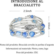 FULU AUTUMN Avvolgere il Braccialetto a Strati D'argento con Perline Bracciali Rigidi Impilabili Bohémien Gioielli Regali per La